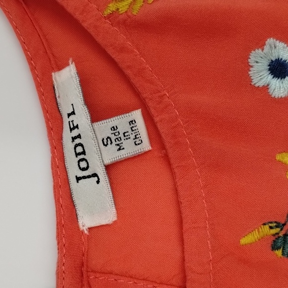 Jodifl coral floral embroidered high waisted flowy blouse size small - Picture 10 of 12